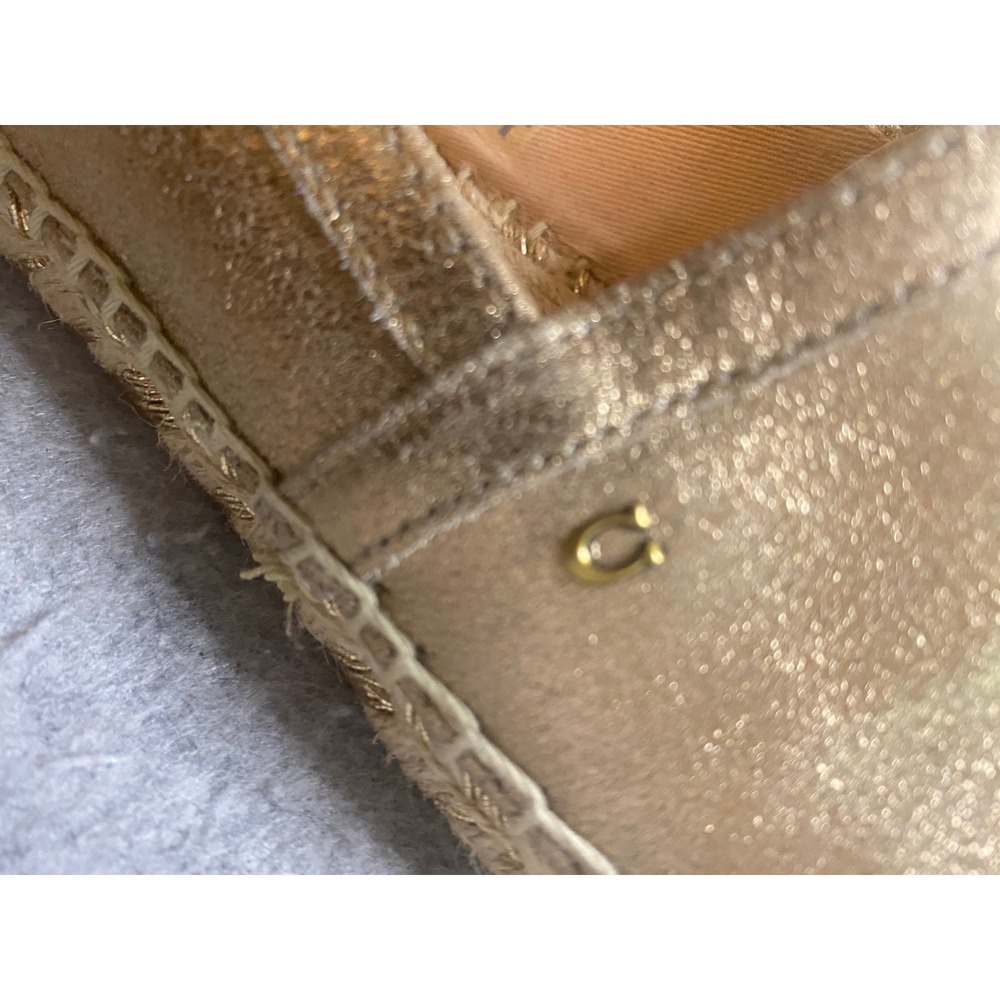 Coach Casey Espadrille Flats Metallic Leather Rose Gold Womens Shoes Size 6B - Picture 8 of 11